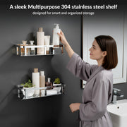 Plantex Stainless Steel 304 Grade Shelf for Bathroom/Storage Organizer for Bathroom/Kitchen Rack - Bathroom Accessories - Pack of 1 (12x5 Inch, Chrome)