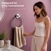 Plantex Stainless Steel Towel Ring for Bathroom/Wash Basin/Napkin-Towel Hanger/Bathroom Accessories - (Chrome/Round) - Pack of 2