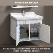 Plantex Glass, Ceramic, HPP Unbrekable Bathroom Vanity Cabinet & Washbasin Set/Basin Cabinet for Bathroom with Mirror (White)