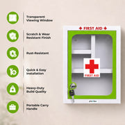 Plantex Metal Emergency First Aid Kit Box for Home/Medical Kit Box for Medicine Storage with Multi Compartments for School, Office - Lockable (Green & White) Big Size, Wall Mount