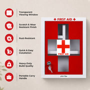Plantex Metal Emergency First Aid Box for Home/Medical Boxes for Medicine Storage with Multi Compartments for School, Office - with Lock (Red & White) Big Size, Wall Mount