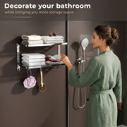 Plantex Double Towel Rack for Bathroom/24 Inch Dual Towel Holder/Towel Bar/Towel Henger/Bathroom Accessories - Pack of 1 (Chrome)