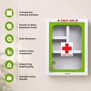 Plantex Metal Emergency First Aid Kit Box for Home/Medical Kit Box for Medicine Storage with Multi Compartments for School, Office - Lockable (Green & White) Big Size, Wall Mount
