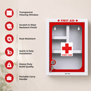 Plantex First Aid Box/Medicine Storage Box/Emergency First Aid Kit Box/Medical Box for Home, School & Office/Medicine Organizer with Multi Compartment - (Red & White) – Big Size Wall Mount – GI Steel