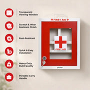 Plantex First Aid Box/Medical Box/Emergency First Aid Kit Box/Medicine Storage Boxes for Home, School & Office with Multi Compartment - (Red & Ivory) – Wall Mount – Metal