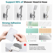 Plantex ABS Hand Shower Holder For Bathroom/Strong Self Adhesive Adjustable Handheld Shower/No Drilling Wall Mount Bracket - (Chrome)