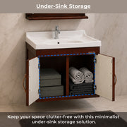 Plantex Unbrekable Bathroom Vanity Cabinet & Washbasin Set/Washbasin with Cabinet/Vanity Basin for Bathroom with Mirror (Brown)