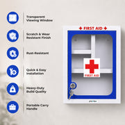 Plantex First Aid Box/Emergency Medicine Storage Box/First Aid Kit Box/Medical Box for Home, School & Office/Lockable with Multi Compartment - (Blue & White) ÃƒÂ¢Ã¢â€šÂ¬Ã¢â‚¬Å“ Big Size Wall Mount ÃƒÂ¢Ã¢â€šÂ¬Ã¢â‚¬Å“ Metal