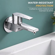 Plantex Long Body Bib Tap for Bathroom with Water Saving Aerator/Taps for Bathroom/Wall Mount Wash Basin Tap with Teflon Tape and Wall Flange (Celesiya-1242-Chrome)