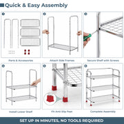 Plantex Stainless Steel Shoe Rack for Home/3 Tier Slipper Stand for Home & Outdoor/Durable Shoe Organizer Stand/Space Saving Footwear Rack - (Silver)