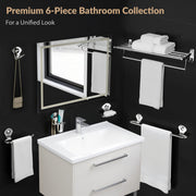 Plantex Stainless Steel 6pcs Bathroom Organizer Set/Bathroom Accessories/Towel Rack/Towel Rod/Soap Holder/Tumbler Holder/Robe Hook(Chrome,Set of 6)