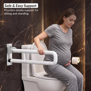 Plantex Stainless Steel 24 Inch U-Shape Handle for Bathroom Support/Space-Saving Safety Bar for Shower/Toilet/Bedside Anti-Slip Shower Grab Bar for Bathroom - (White)