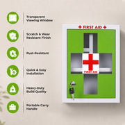 Plantex Metal Emergency First Aid Box for Home/Medical Kit Box for Medicine Storage with Multi Compartments for School, Office - Lockable (Green & White) Big Size, Wall Mount