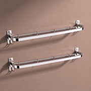 Plantex Anti Rust 304 Grade Stainless Steel Folding Single Towel Rod with Hooks/Towel Holder for Bathroom/Towel Bar/Hanger/Bathroom Accessories - Pack of 2 (24 Inch-Chrome)