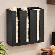 Plantex Metal Cup Holder/Paper Glass Dispenser Stand for Kitchen, Restaurant & Cafe/3 Column (Black)