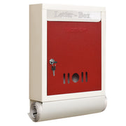 Plantex Letter Box/GI Steel Magazine Holder/Complaint Box & Suggestion Box for Office with Secure Lock and Keys/News Paper Holder/Mail Box/Post Box (Red & Ivory), Wall Mount