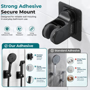 Plantex ABS Hand Shower Holder For Bathroom/Strong Self Adhesive Adjustable Handheld Shower/No Drilling Wall Mount Bracket - Pack of 1 (Black)