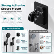 Plantex ABS Hand Shower Holder For Bathroom/Strong Self Adhesive Adjustable Handheld Shower/No Drilling Wall Mount Bracket - (Black)