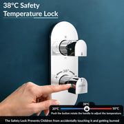 Plantex 3 Way Thermostatic Shower Diverter/Pure Brass Concealed & Exposed 3-Outlet Mixer Valve Body/Multi-Function Bathroom Diverter with Button Control - Chrome (TSP-095A)