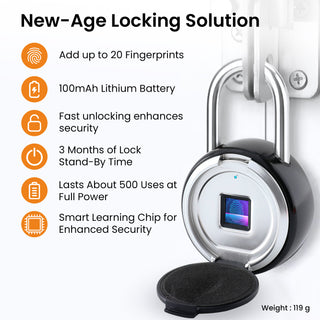 Plantex Cheston Padlock - Waterproof biometric lock