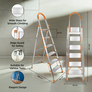 Plantex 6-Step Aluminium Ladder - Warehouse Tasks