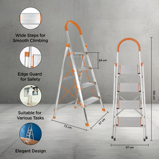 Plantex 4-Step Aluminium Ladder - Convenient for organizing spaces