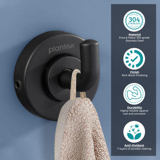 Plantex black towel hanger - modern bathroom accessory