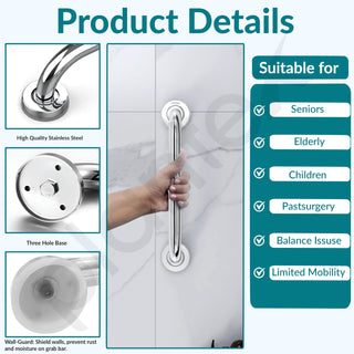 Plantex grab bar - Easy installation for bathrooms