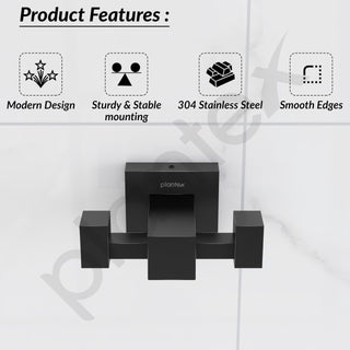 Plantex black towel hanger - modern design in restroom
