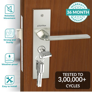 Plantex zinc alloy door handle - Sleek brass finish