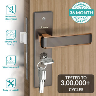 Plantex satin black door lock set - stylish and secure