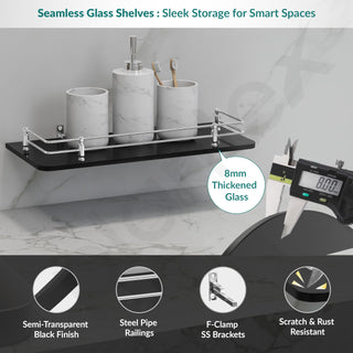 Plantex black glass shelf - elegant toiletries display
