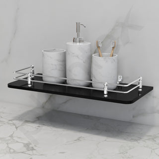 Plantex black glass shelf - bathroom storage solution