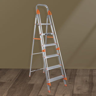 Plantex Secura 6 Step Aluminium Ladder - Easy to Store and Transport