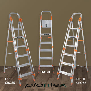 Plantex Secura 6 Step Aluminium Ladder - Perfect for Office Tasks