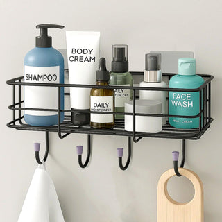 Plantex black bathroom shelf - compact and durable