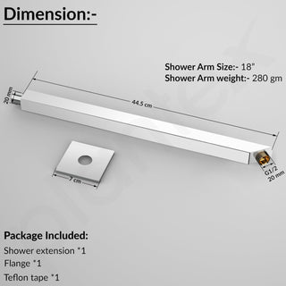 Plantex 18-inch shower arm - elegant chrome finish