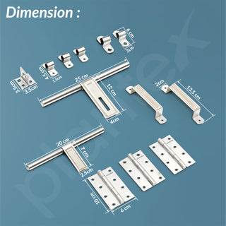 Plantex stainless steel door kit - durable hardware set