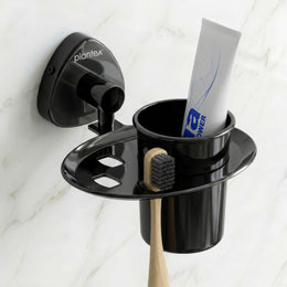 Plantex J4 Stainless Steel Toothbrush Holder for Bathroom/Toothbrush Stand for Bathroom/Tumbler Holder/Bathroom Accessories (PVD Black Finish) Angel