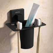 Plantex Tumbler Holder for Bathroom/Stainless Steel Toothpaste Holder/Toothbrush Holder/Bathroom Accessories - Pack of 1 (Black)