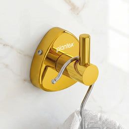 Plantex J4 Stainless Steel Clothes Hanger for Wall/Hangers for Bathroom/Robe Hook/Bathroom Accessories (PVD Gold Finish) Angel