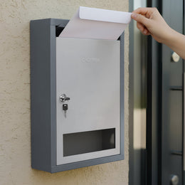 Plantex All in one Multipurpose with Big Size Letter Box for Home/Post Box/Suggestion Box/Complaint Box/Donation Box with Lock Table Top or Wall Mount - (Grey)