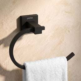 Plantex Stainless Steel Towel Holder for Bathroom/Towel Ring Holder/Napkin Holder for Washbasin/Napkin Ring/Bathroom Accessories – Pack of 1, Aqua (Black)
