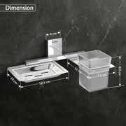 Plantex 304 Grade Stainless Steel 2 in 1 Soap Dish with Tumbler Holder/Soap Holder/Toothbrush Holder/Bathroom Accessories - Crystal (Chrome)