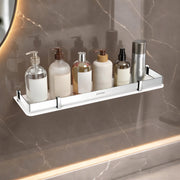 Plantex Acrylic Shelf for Bathroom/Living Room Wall Mounted Shelf with Silver Railings - Bathroom Accessories (White, 18x6 inches)