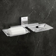 Plantex 304 Grade Stainless Steel Rectangular Double Soap Holder for Bathroom/Wall Mounted Soap DishBathroom Accessories Crystal (Chrome)