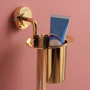 Plantex Tumbler Holder for Bathroom/304 Grade Stainless Steel Toothbrush Holder/Toothpaste/Razor Holder/Bathroom Accessories - Pack of 1 (Gold)
