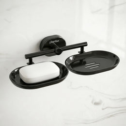 Plantex J4 Stainless Steel Double Soap Dish for Bathroom/Soap Holder for Bathroom/Wall Mounted Soap Holder/Bathroom Accessories (PVD Black Finish) Onix