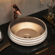 Plantex Round Wash Basin for Bathroom/Ceramic Tabletop Washbasin/Basin for Bathroom Indo-European Collection (16 x 16 x 7 Inch)