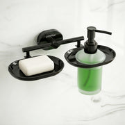 Plantex J4 Stainless Steel Soap Dish with Liquid Dispenser/Soap Stand for Bathroom Wall Mount/Shampoo Dispenser/Bathroom Accessories (PVD Black Finish) Onix